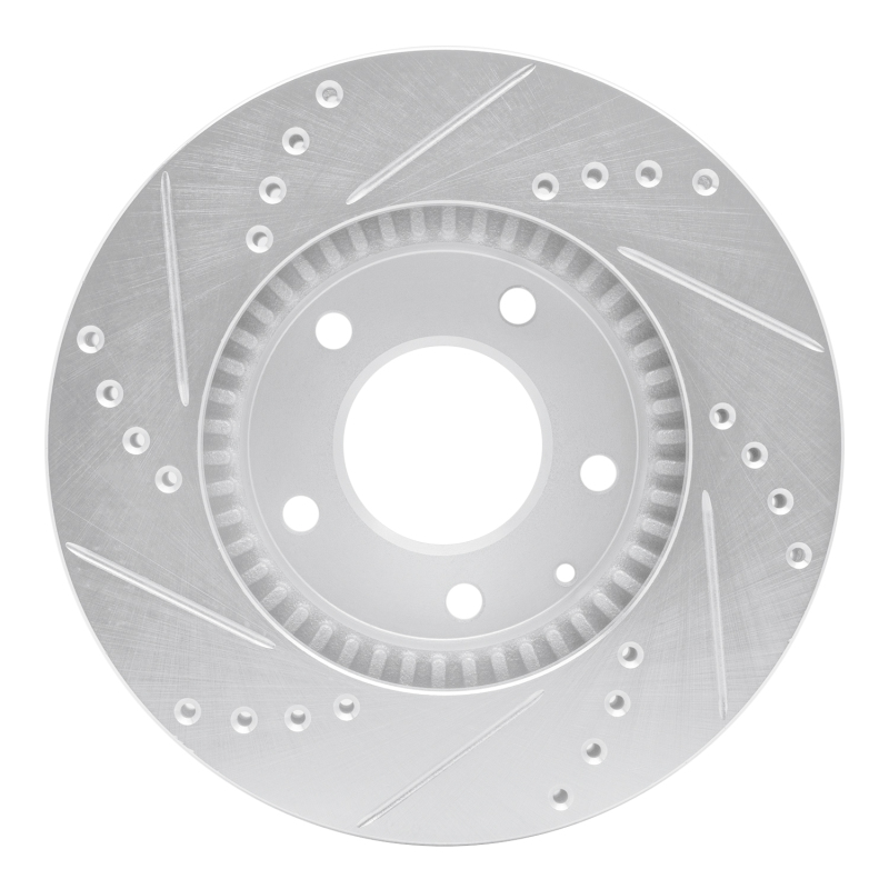 Mazda Millenia Brake Rotor (1) - Front Right - R1 Concepts - Drilled & Slotted - Silver - `95-`06
